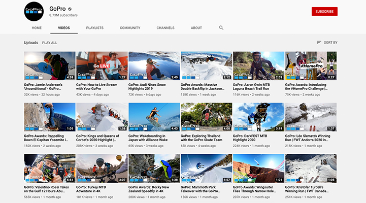 Erfolgreiches YouTube Marketing von GoPro